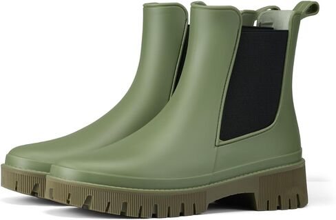 HISEA Women's Short Chelsea Rain Boots, Waterproof Ankle Garden Shoes | Lightweight Slip-On Rubber Booties, Elastic Gore Shoes for Farm Work, Gardening, Rainy Commutes, Daily Wear, Outdoor in Kuwait