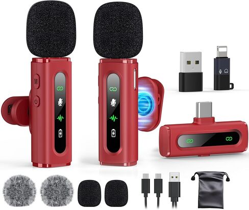 ميكروفون USB C Lavalier ميكروفون صغير لاسلكي للهاتف من النوع C الذي يعمل بنظام Android/الكمبيوتر اللوحي/الكمبيوتر الشخصي لتسجيل الفيديو بمشبك مع مشبك قابل للتدوير وتسجيل Denoise، مثالي لمنشئ محتوى Vlog Tiktok Youtube Podcast in Kuwait