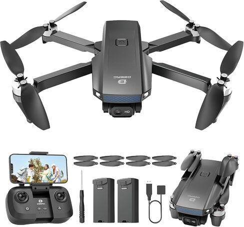 DEERC D20S Drone with Camera 1080P, Includes Extra Battery (3 Total), Up to 45 Minutes Flight Time, Foldable FPV Drone for Kids & Adults in Saudi Arabia