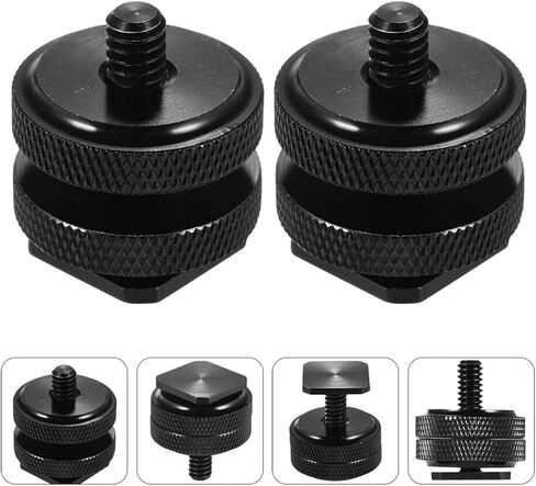 OUNONA 3pcs Hot Shoe Mount Adapter for DSLR Camera and Camcorder, Aluminum Alloy Dual Layer Design with Standard 1/4 Inch Screw, Easy to Carry and Secure Mounting for Microphone and Flash in Kuwait
