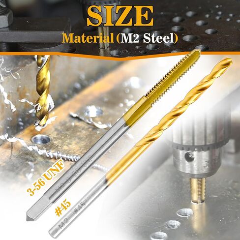 3-56 UNF Tap and #45 Drill Bit Kit for Metal, M2 HSS Drill and Tap Set | Combination of Drill and Tap Kit for Metal in Saudi Arabia