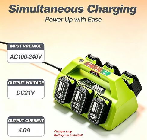4A 6-Port Rapid Charging Station Compatible with Ryobi 18V P135 PCG005 P118 - Fast Charger Only, Not a Battery in Saudi Arabia