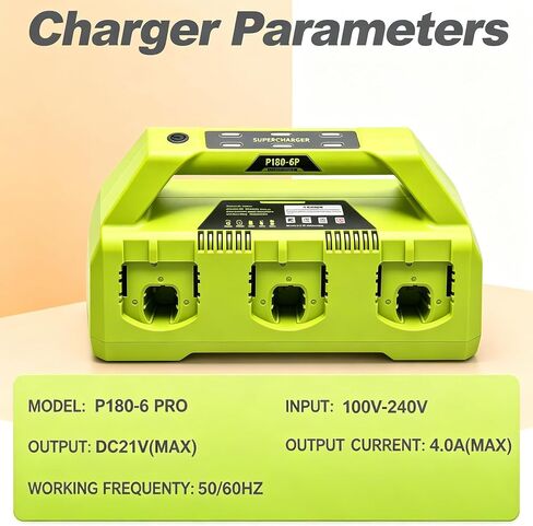4A 6-Port Rapid Charging Station Compatible with Ryobi 18V P135 PCG005 P118 - Fast Charger Only, Not a Battery in Saudi Arabia