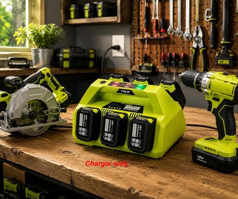 4A 6-Port Rapid Charging Station Compatible with Ryobi 18V P135 PCG005 P118 - Fast Charger Only, Not a Battery in Saudi Arabia
