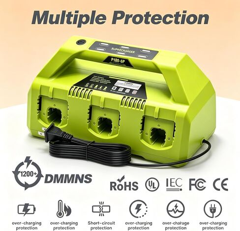 4A 6-Port Rapid Charging Station Compatible with Ryobi 18V P135 PCG005 P118 - Fast Charger Only, Not a Battery in Saudi Arabia