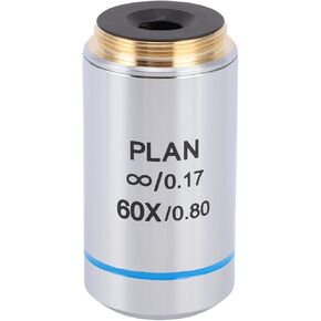Generic 60X Plan Achromatic Objective Lens for Biological Microscopes, Ideal for Professional Observation, Aluminum Alloy Thread, 1pc Storage Box, Educational Research Use in Kuwait