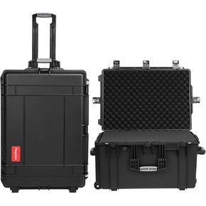 Regetek Waterproof Rolling Hard Case with Wheels, Customizable Foam 29"x 20.5"x 16", Equipment Transport Case for Camera, Drone,tool, Crushproof, Lockable, Inner 25" x 17.13" x 12.87" in Kuwait