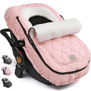 ACRABROS Car Seat Cover Baby: Winter Infant Carseat Canopy for Boy Girl Newborn, Zipper Peeping Window, Warm Cozy Cold Weather Waterproof Fitted, Heather Grey in Kuwait