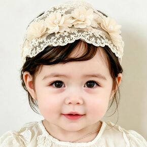 Baby Girls Hairband Soft White Bow Lace Headband Elastic Floral Hairbands Hair Accessory for Newborn Infant Toddler in Saudi Arabia