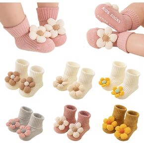Baby Girls Non-Skid Ankle Socks with Grip Todder Princess Flower Design Low Cut Cuffed Socks 6 Pairs in Kuwait