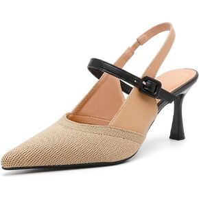 Closed Toe Heels for Women Knitted Slingback Stiletto Dress Pumps | Pointed Toe, Kitten Heels, Adjustable Buckle Strap, Casual, Work, Dates, Wedding, Comfortable Daily Outfits Shoes in Saudi Arabia