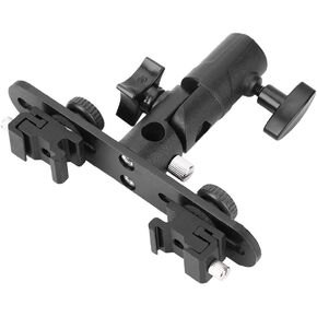 Dual Hot Shoe Flash Mount Durable Adjustable Bracket for Photography Lovers Metal Black 1 Unit in Saudi Arabia