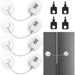 4PCS Refrigerator Locks Combination, Drill-Free Refrigerator Door Lock Fridge Lock with Password, Mini Digital Freezer Door Lock, Black in Saudi Arabia