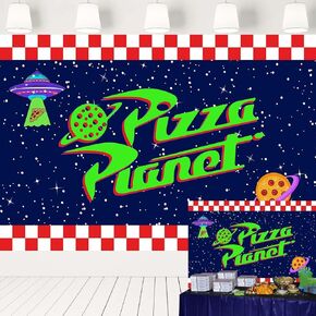 Pizza Party Backdrop Planet in Blue Star Sky Backdrop Cartoon Story Space Theme Banner for Birthday Baby Shower Decorations 5x3 ft 35 in Saudi Arabia