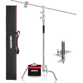 Stainless Steel Heavy Duty 10.8ft C Stand with Boom Arm Holding Arm | Max 10.8ft Professional Stand, 4.2ft Extension Arm, 2 Grip Head, Sandbag, Storage Bag, Ideal for Photography Lighting in Saudi Arabia
