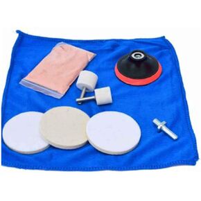 9pcs/Set Glass Polishing Kit,Deep Scratch Remover with Towel Car Polish Pad 70g Cerium Oxide Powder Felt Polishing Wheel Set for Windscreen and Glass in Saudi Arabia