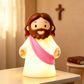 Jesus Night Light Rechargeable Bedside Night Light Dimmable Silicone LED Light Ideal for Religious Gatherings, Gifts for Sunday School, Baptism Presents, Easter Egg Decorations (blue) (Blue) in Kuwait