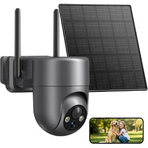LIWAN Security Cameras Wireless Outdoor, Solar Powered, 2.4GHz WiFi | 360° PTZ View Camera for Home Security, 2K HD Color Night Vision, AI Detection, IP66 Weatherproof, Gray in Saudi Arabia