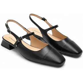 C.Paravano Women's Slingback Sandals Low Block Heel Square Toe Closed Toe Adjustable Ankle Strap Comfortable Walking Shoes for Daily in Saudi Arabia