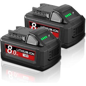 2Pack 8.0Ah Replacement for Milwaukee M18 Battery 18 Volt Battery 18V Compatible with 48-11-1810 48-11-1820 48-11-1840 48-11-1850 48-11-1828 48-11-1860 Cordless Power Tools in Kuwait