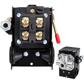 Air Compressor Pressure Switch, 135-175 PSI 26Amp, 1/4" NPT, 4-Port | 120V-240V Heavy Duty Pressure Switch, Adjustable Pressure, Fits Single & Two-Stage Tanks, Air Compressor Replacement Parts in Kuwait