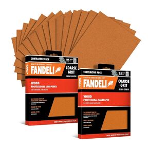 Fandeli | Wood Sanding Paper | 220 Grit | 25 Sheets of 9'' x 11'' | Sanding Wood by Hand | Ideal for Orbital Sander in Kuwait