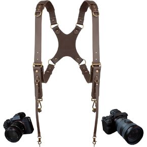N1 Leather Dual Camera Strap,Adjustable Crossbody Harness | Dual Camera Harness for Photographers,Leather Camera Strap for Wedding Hiking Travel,Adjustable,Reduce Neck Strain,Hands-Free in Saudi Arabia