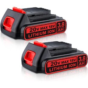 Upgraded 3.8Ah 20V LBXR20 Lithium Battery Replacement for Black and Decker 20V Lithium Battery BDL1805 LBD2020S LBXR2020APB LBXR2020-OPE LBXR2015S LBXR2020 LB2X4020 LB2X4020-OPE High Capacity (2 Pack) in Kuwait