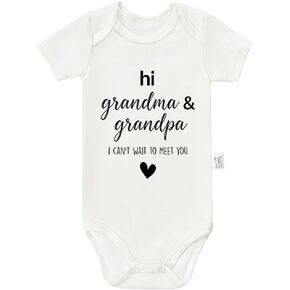Hi Grandma and Grandpa I Can't Wait to Meet You Baby Bodysuit, Pregnancy Announcement Unisex Cotton Short Clothing in Saudi Arabia