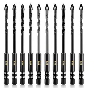 10 PCS 3/16 Inch Masonry Drill Bit Set,Carbide Concrete Drill Bit | Four-Cross Edge,Hex Shank,5mm Spear Point Drill Bits for Tile Ceramic Glass Cement Metal Porcelain Wood Brick Marble in Kuwait
