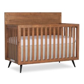évolur Stilnovo Mid-Century 4-in-1 Convertible Baby Crib in Sugar Cane, GreenGuard Gold & JPMA, Converts to Toddler, Day & Full-Size Bed, 3 Mattress Heights, Modern Retro Design Nursery in Kuwait