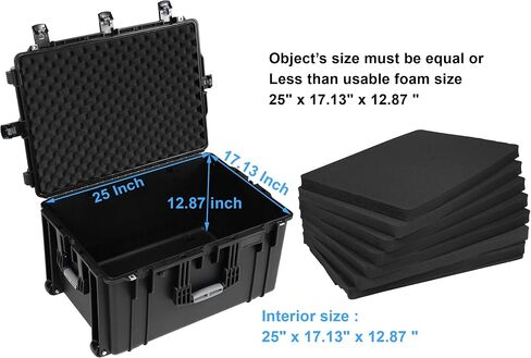 Regetek Waterproof Rolling Hard Case with Wheels, Customizable Foam 29"x 20.5"x 16", Equipment Transport Case for Camera, Drone,tool, Crushproof, Lockable, Inner 25" x 17.13" x 12.87" in Kuwait