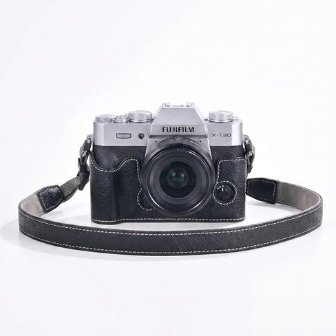 X-T30 III Half Leather Case with Shoulder Strap for FUJI FILM X-T30 / X-T30 II/X-T30 III, Retro Style Camera Case and Soft Shutter Release (Brown) in Kuwait