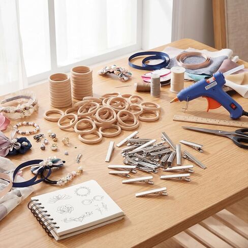 Chuangdi 300 Pcs Baby Nude Nylon Headband and Alligator Clip Set (1.8/2.2/2.6/3 in) soft elastic headband, metal silver hair clip, suitable for women DIY bow hair accessories, Crafts Newborn Baby in Kuwait