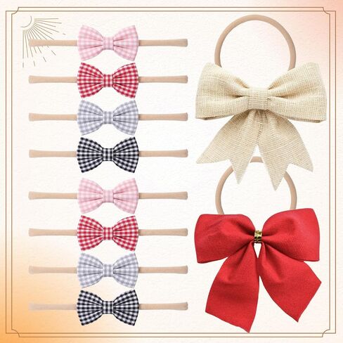 Chuangdi 300 Pcs Baby Nude Nylon Headband and Alligator Clip Set (1.8/2.2/2.6/3 in) soft elastic headband, metal silver hair clip, suitable for women DIY bow hair accessories, Crafts Newborn Baby in Kuwait