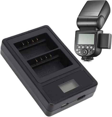 Battery Charger for VB26 VB26B VB30 V1 V850III V860III MF R76 Ring 72 V1 Pro V 100 Camera Flash Batteries, 5Wx2 USB Fast Charger with Smart Display in Saudi Arabia