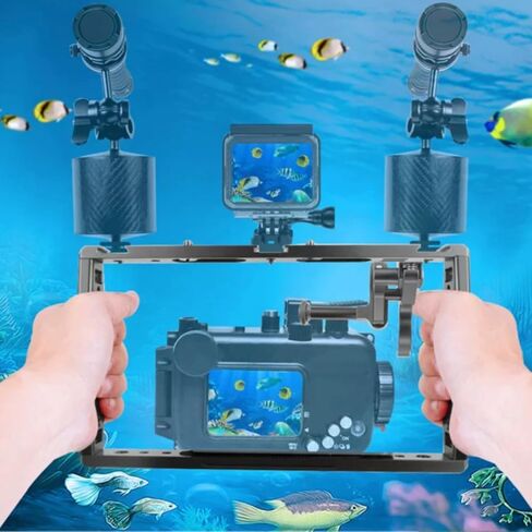 Sports Cam Cage Frame POV Filming Handheld Vlog Frame 360° Rotation Accessory Kit for Vloggers, Black, Black + Shutter Rod in Saudi Arabia