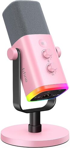 ميكروفون ديناميكي FIFINE AmpliGame AM8 USB/XLR لبث الألعاب | ميكروفون بودكاست مع ضوء RGB، وزر كتم الصوت، ومقبس سماعات الرأس، وحامل سطح المكتب، لتسجيل الصوت والغناء على YouTube in Kuwait