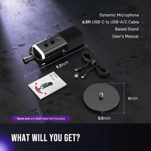 ميكروفون ديناميكي FIFINE AmpliGame AM8 USB/XLR لبث الألعاب | ميكروفون بودكاست مع ضوء RGB، وزر كتم الصوت، ومقبس سماعات الرأس، وحامل سطح المكتب، لتسجيل الصوت والغناء على YouTube in Kuwait