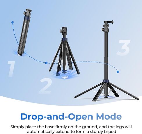 Kaitezenz 0.01s Auto Pop Open Camera Selfie Stick Tripod لـ DJI Osmo Pocket 4/3، 67 بوصة من سبائك الألومنيوم المحمولة القابلة للتوسيع حامل ثلاثي القوائم ملحق لكاميرا Gopro لتسجيل الفيديو OSMO Action in Kuwait