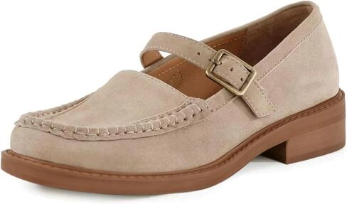 LUXMAX Low Heel Loafers for Women Chunky Heel Faux Suede Mary Janes | Platform Penny Loafers, Loafers with Buckle,Comfortable Work Shoes,Office Lady Pumps in Saudi Arabia