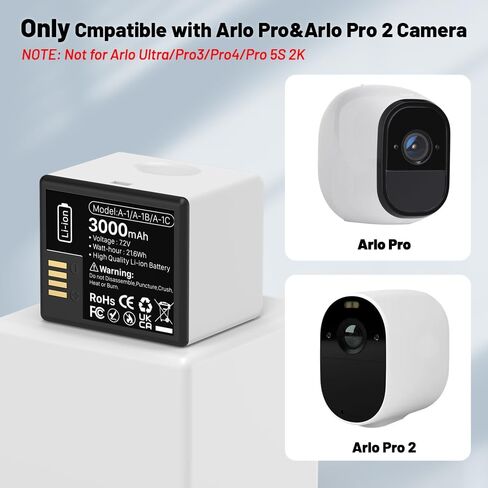 2026 Upgrade 2-Pack Rechargeable Batteries with PD Fast Charging Station for Arlo Pro/Pro 2 Camera in Kuwait