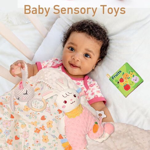 Baby Girl Gifts,Baby Shower Gift Baskets for Girls,Gender Reveal Gifts,Unique Baby Girl Newborn Essentials with Blanket Rattle Toys in Kuwait