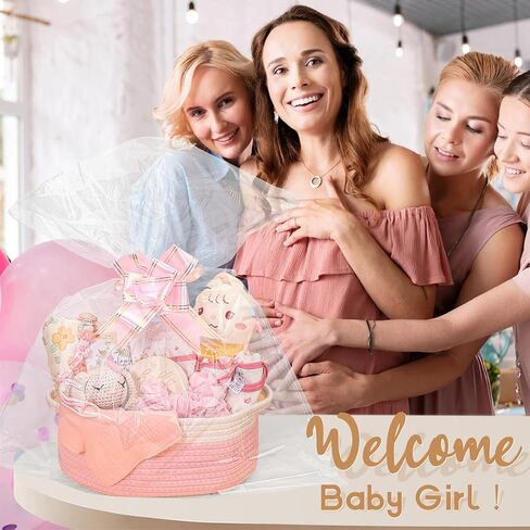 Baby Girl Gifts,Baby Shower Gift Baskets for Girls,Gender Reveal Gifts,Unique Baby Girl Newborn Essentials with Blanket Rattle Toys in Kuwait