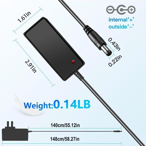 5Volt 1A Power Supply 5W AC/DC Adapter AC 100V-240V to DC 5V 1000mA 0.5A Converter Replacement DC Power Cord 5.5mm*2.5mm Plug for Security Camera Baby Monitor TV Box in Kuwait