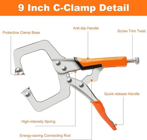 Pocket Hole Jig System Kit, Pocket Screw Jig with 11 Inch Clamp, Square Driver Bit, Hex Wrench, Depth Stop Collar, Step Drill Bit, Coarse Square Driver Screws, All In One for Joinery Work in Saudi Arabia