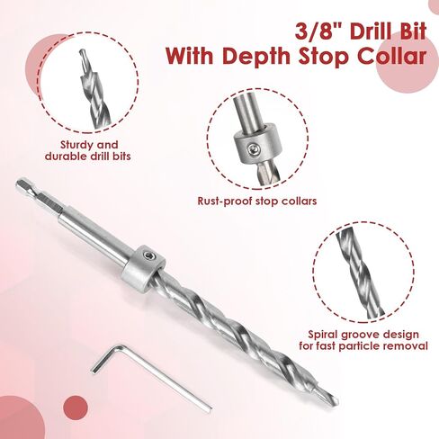 Pocket Hole Jig System Kit, Pocket Screw Jig with 11 Inch Clamp, Square Driver Bit, Hex Wrench, Depth Stop Collar, Step Drill Bit, Coarse Square Driver Screws, All In One for Joinery Work in Saudi Arabia