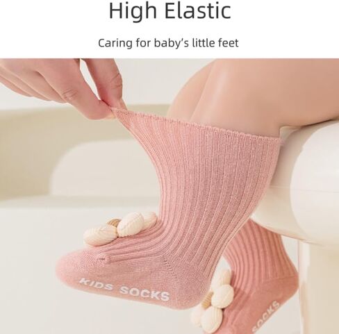 Baby Girls Non-Skid Ankle Socks with Grip Todder Princess Flower Design Low Cut Cuffed Socks 6 Pairs in Kuwait