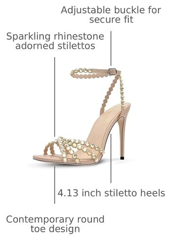 HOCHFART Nude heels for Women Rhinestone Heels Nude Sandals Strappy Buckle Heels For Women Dressy For Formal Event Wedding Party Size 6 in Saudi Arabia