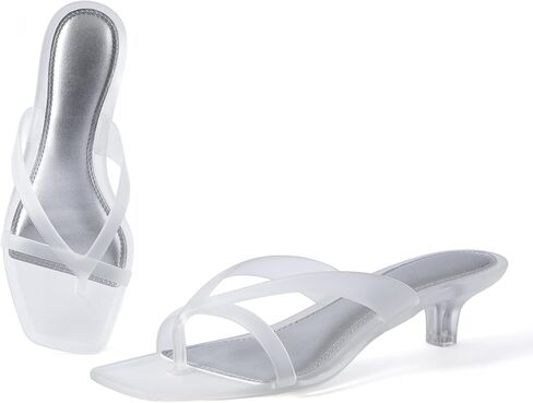 Women Kitten Heels Flip Flop Sandals Waterproof Small Clear Jelly Beach Pool Dress Transparent Wide Foot Thong Heel Summer Quick-drying Shoes in Kuwait